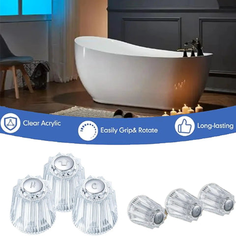 12-Tooth Valve Core Shower Handle Replacement Kit clear acrylic knobs hot cold diverter handles universal 12-point valve cores