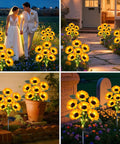Solar Garden Lights Floral LED Outdoor Decor Waterproof Backyard Party Accent Lights For Yard Pathway And Flower Beds at night