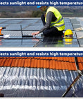 Top Shelf Self Adhesive Roofing Felt Repair Tape Built Badass To Stop Leaks And Seal Surface Cracks Fast For Flat Roofs And Decks applied on a flat rooftop.
