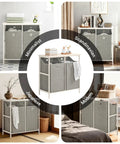 Two Removable Laundry Bags Laundry Sorter With Shelf For Bedroom Bathroom And Laundry Room No Fuss Storage Hamper Display