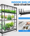 Indoor Greenhouse With Full Spectrum 5000K LED Grow Light Three-Foot Wide Grow Space For Seed Starting Five-Tier Adjustable Shelves