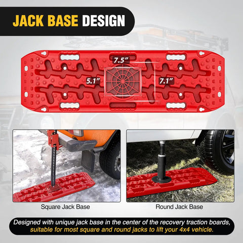 Heavy Duty Off Road Traction Boards With Jack Lift Base For Trucks SUVs Jeeps Tire Recovery Mats For Mud Snow Sand Dunes and mounting kit