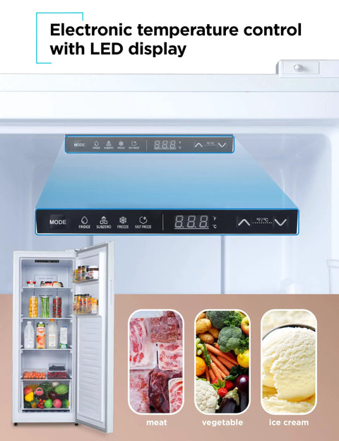 Electronic temperature control and LED display on Workhorse 11 Cubic Feet Convertible Freezer And Refrigerator.