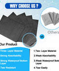 Comparison image showing benefits of Disposable Dental Bibs Pack Of 125, 13 by 18 Inch, 3-ply with strong waterproof layer.