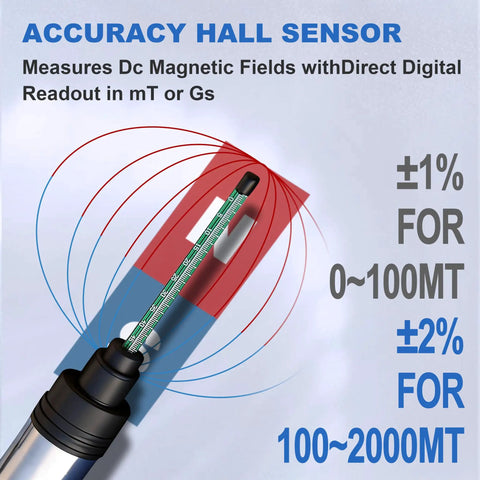 Digital Tesla Gauss Meter 0 to 2000mT DC Magnetic Field Tester With TES10B accuracy hall sensor illustration