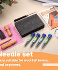 Needle Felting Kit With 127 Pcs Needles In Four Gauges 42 40 38 36, Pro Grade Wooden Handle Tools, Foam Pad, Pins, Awl, Finger Cots