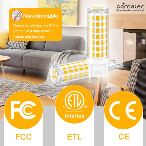 G9 LED Bulbs 6W Soft White 3000K Bi Pin Base 600LM 60W Halogen Equivalent Ceramic Base Chandelier Bulbs Non Dimmable Pack Of 6