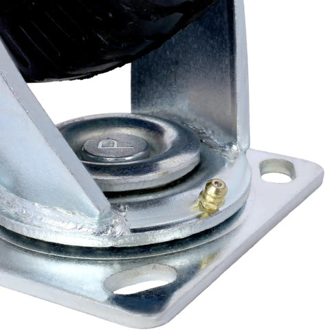 Close-up of Two Pack 8-Inch Pneumatic Caster Wheels With Swivel Plate For Smooth Indoor Outdoor Use, Beefed-Up Steel Hub Ball Bearings.
