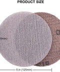 Get Your Hands On 30pcs Of The Dopest 5 Inch Mesh Sanding Discs With Hook Loop Back That Stay Cool And Clog-Free For Super Smooth Dust Free Grinding Plus Polishing Jobs At A Sweet 180grit Speed. Close up of 5 inch mesh sanding discs with dimensions.