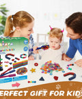 Family playing with 228 Piece Magnetic Science Kit For Kids With Magnetic Balls Chips And Wands 7 Shaped Magnets And Post With Rings.