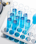 Sturdy Z Shape Stainless Steel Test Tube Rack Kit With 10 16ml Borosilicate Glass Tubes And Flange Stoppers in lab