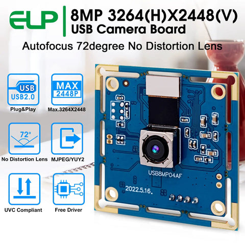 8MP USB Camera With Autofocus For PC, Raspberry Pi And Laptop, UVC 2.0 Mini Webcam Board With IMX179 Sensor, Ultra HD 3264x2448