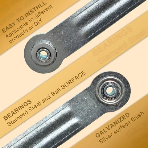 4 Pack Glider Bearing Arm Bracket Hardware Rocker Replacement Parts, 9 Inch Long, 7.5 Inch Center-to-Center Mounting Holes, 1/4 Inch Bolt Holes, Galvanized Silver Finish, Durable, Easy Install Replacement Kit close-up of bearing end