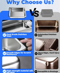 Comparison of full size one by one steam table pans with focus on stainless steel quality and edges