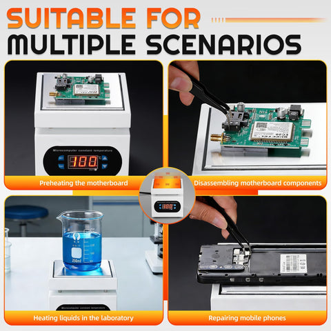 Smart Preheat Soldering Hot Plate With Digital LED Display 100X100mm 110V 350W for various electronic applications