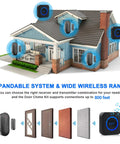 Wireless Door Chime for Home and Office, Easy Plug In Receiver, No Wiring, Door Window Sensor, 500 Ft Range, 55 Chimes, 5 Volume Levels, Adjustable Number Display, Simple Setup, Real Time Alerts for house exterior and sensors