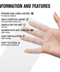 Hand holding clear no slip stair treads for indoors anti slip tape for wood floors easy peel and stick grips.