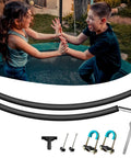Pro Grade Curved Trampoline Replacement Poles for 8 to 16 Ft Frames with children playing on trampoline.
