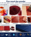 Kick Up Your Craft Game With This No Sweat Wood Stain Powder Yielding Five Vivid Hues Fast Dry Formula And Simple Indoor Outdoor Coverage For A Crisp Professional Finish - vibrant color mixing process for wood dye.