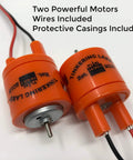 Straight Up Reliable Motor Pack Including Battery Holder And Two Heavy Duty Replacement Electric Motors With Quick Connect Wires, orange motors.