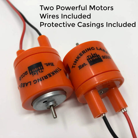 Straight Up Reliable Motor Pack Including Battery Holder And Two Heavy Duty Replacement Electric Motors With Quick Connect Wires, orange motors.
