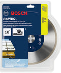 10-inch Bosch Rapido Premium Diamond Blade for Glass Tile in packaging with clear display