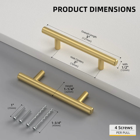 Gold Cabinet Pulls 3 Inch 15 Pack Brushed Brass Drawer Handles Set For Kitchen Cabinets Bathroom Cupboards And Dresser Hardware