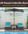 Half Round Umbrella Base 20lb Heavy Duty Freestanding Stand For Outdoor Use Semicircle Resin And Concrete Holder Weatherproof