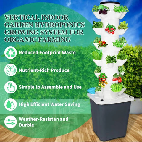 Dope Vertical Hydroponic Grow Tower For Indoor Or Outdoor Grow, Six Layer System With Thirty Plant Sites, Pump Included