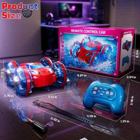 All Terrain Amphibious RC Vehicle With 4WD Waterproof Design For Land And Water Gesture Control Stunt Car Boat For Kids Ages 3 4 5 6 7 8