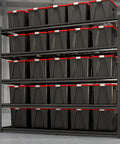 5 Tier Heavy Duty Garage Shelving Unit With 5 Thousand Lbs Capacity Adjustable Steel Shelves For Garage Basement Workshop 62 Inch Wide By 24 Inch Deep By 72 Inch High Rugged Industrial Metal Storage System For Bulky Gear, loaded with storage bins
