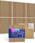 Six Pack Large Acoustic Panels Killer Soundproof Foam Wall Tiles Heavy Duty Noise Reduction Studio Gear Room Echo Slayers Solid Polyester Fiber Acoustic Treatment Panels For Home Theater Setup, showing woodgrain design.