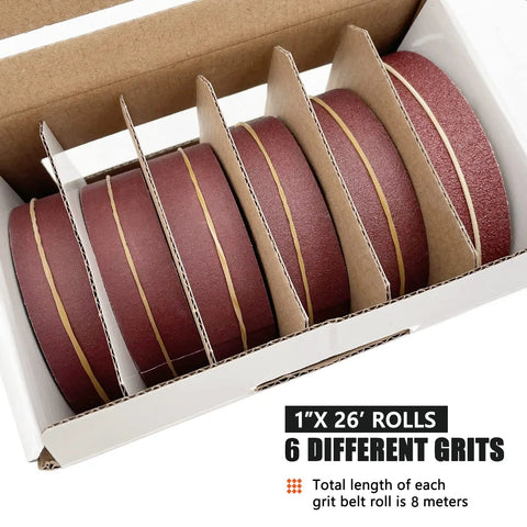 Emery Cloth Roll Set Six Grits 80 150 240 320 400 600 Pro Grade Heavy Duty for woodworking and metal 8 meter rolls in box