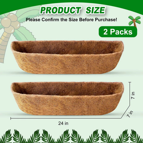 All Natural Coconut Fiber Planter Liners For 24 Inch Pots, 2 Pack, coco coir liner dimensions and design details