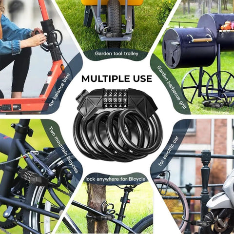 Keyless 5 Digit Resettable Cable Lock For Scooters Bikes And Motorcycles Heavy Duty Anti Theft Security Easy Code Access Portable Weather Ready Great For Students Commuters And Everyday Riders
