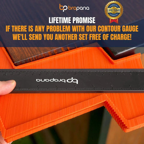 Locking Contour Gauge Set 10 Inch And 5 Inch Profile Duplicator Tool showing orange contour gauge with metal lock