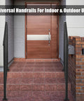 Heavy Duty 3 Step Outdoor Handrail Kit In Matte Black Wrought Iron For Concrete Or Wood Porch Stairs Built Tough As Nails Weather Resistant Total Breeze To Mount And Liven Up Your Backyard Setup with porch entrance.
