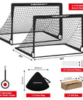 Two Pack 4x3 Feet Kids Soccer Goals For Backyard Portable Pop Up Nets With Targets Carry Bag Ground Stakes Training Gear