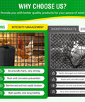 Black Vinyl Coated Hardware Cloth One Half Inch Mesh 48 Inch Wide 100 Feet Roll showing chicken protection and quality comparison.