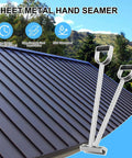 Sheet Metal Bender And Hand Seamer For 0.8 To 1 mm Metal 90 To 180 Degree Adjustable Roofing Tool displayed on a metal roof.