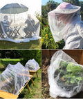 8x24ft Garden Netting Pest Barrier with 0.8mm ultra fine mesh covering plants and outdoor seating, preventing critters and cicadas.