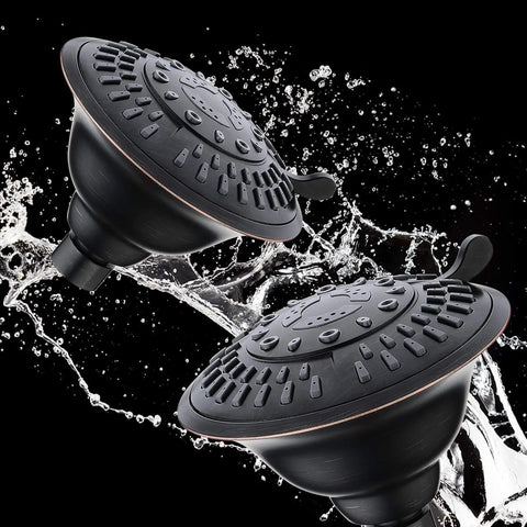 High Pressure Rain Shower Head With Fixed Shower Mount, 5 Spray Settings From Rain To Power And Massage, Oil Rubbed Bronze