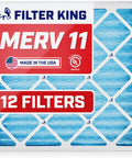 Heavy Duty 12 Pack 12x12x1 MERV 11 Pleated Air Filters For AC And Furnace Electrostatic Dust And Allergen Control Made In USA Actual Size 11.5 x 11.5 x.75
