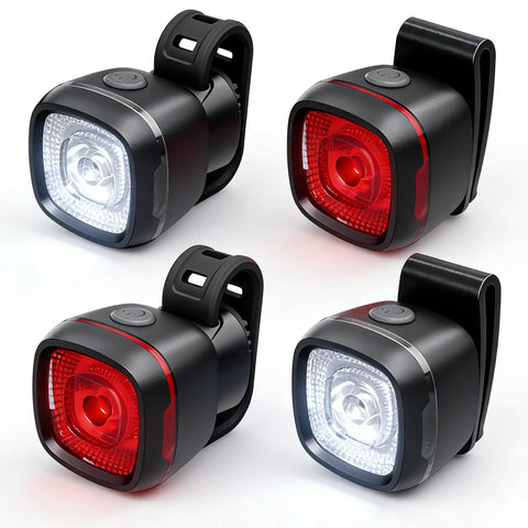 Front And Rear Bike Lights Set With Type C Rechargeable Headlight And Taillight For Late Night Rides pink safety lights