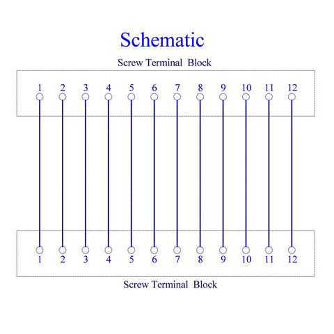Schematic of a Durable Screw Mount Terminal Block Distribution Module, 12 Positions, 24A Per Position, 400V Rating, 5.0 mm Pitch