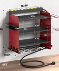 Power Tool Organizer Wall Mount With Charging Station For Garage And Workshop Eight Outlet Charger Holds Drills And Tools