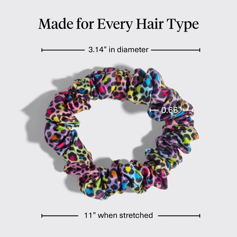 Rainbow Leopard Eco Friendly Satin Scrunchies Set 4 Pcs Soft As Silk Hair Ties That Glide No Damage For Frizz Free Sleep Ponytail Stretches Easy