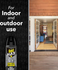 Spider And Scorpion Killer Spray For Indoor And Outdoor Use next to open doorway showing indoor and outdoor spaces