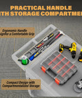 Top view of Heavy Duty Utility Rolling Tool Cart With 1000 Lb Capacity, showing tool arrangement in gray plastic tray.