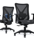 Ergonomic Mesh Office Chair With Adjustable Lumbar Support And 3D Armrests, Tilt Function, Wide Seat, And Swivel Design front and back view